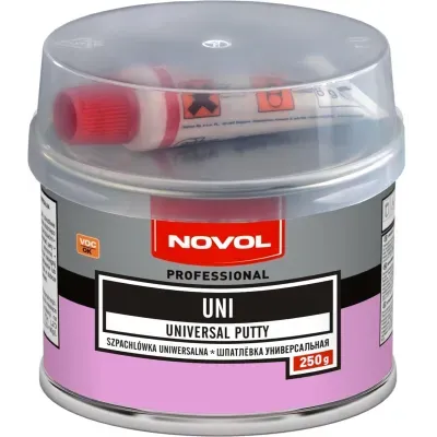 Podstawowa szpachlówka wypełniająca. Zalecana głównie do obróbki mechanicznej i niezbyt dużych powierzchni. Posiada dobrą przyczepność do stali węglowej i aluminium.