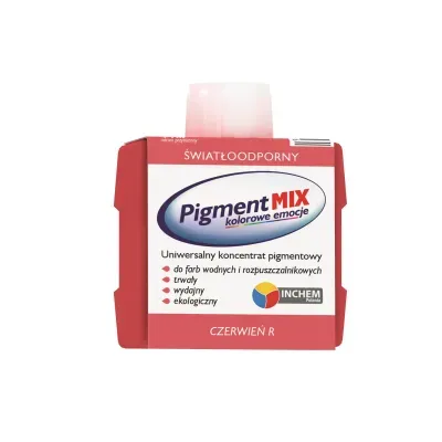 Uniwersalny koncentrat pigmentowy w postaci wodnej dyspersji pigmentów z dodatkiem środków dyspergująco-zwilżających i regulatorów lepkości. Koncentrat Pigment MIX nie zawiera żadnych żywic, glikolu etylenowego, metali ciężkich, lotnych związków organicznych (VOC) i alkilofenoli oksyetylenowanych (APEO).
