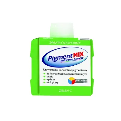 Uniwersalny koncentrat pigmentowy w postaci wodnej dyspersji pigmentów z dodatkiem środków dyspergująco-zwilżających i regulatorów lepkości. Koncentrat Pigment MIX nie zawiera żadnych żywic, glikolu etylenowego, metali ciężkich, lotnych związków organicznych (VOC) i alkilofenoli oksyetylenowanych (APEO).