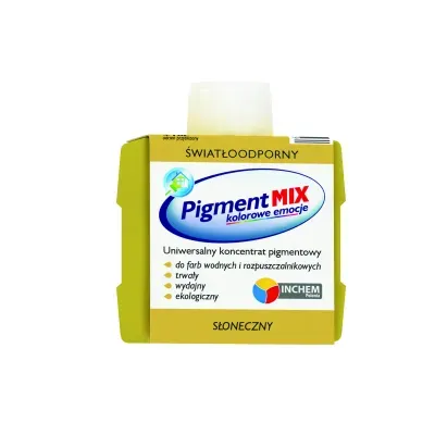 Uniwersalny koncentrat pigmentowy w postaci wodnej dyspersji pigmentów z dodatkiem środków dyspergująco-zwilżających i regulatorów lepkości. Koncentrat Pigment MIX nie zawiera żadnych żywic, glikolu etylenowego, metali ciężkich, lotnych związków organicznych (VOC) i alkilofenoli oksyetylenowanych (APEO).