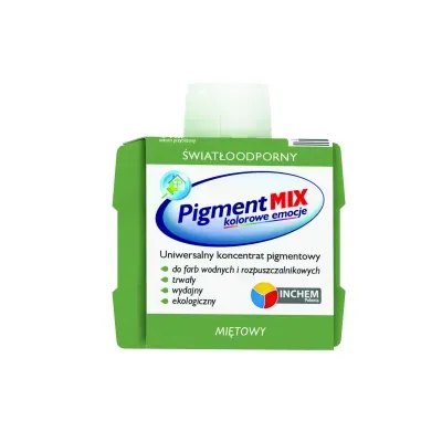 Uniwersalny koncentrat pigmentowy w postaci wodnej dyspersji pigmentów z dodatkiem środków dyspergująco-zwilżających i regulatorów lepkości. Koncentrat Pigment MIX nie zawiera żadnych żywic, glikolu etylenowego, metali ciężkich, lotnych związków organicznych (VOC) i alkilofenoli oksyetylenowanych (APEO).
