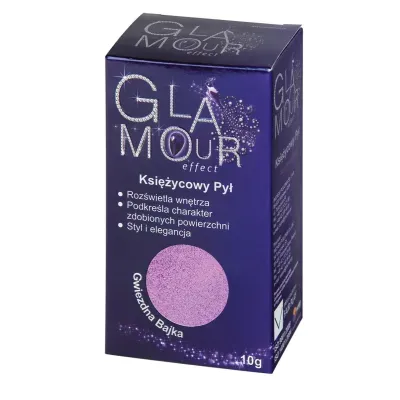 Metaliczne brokaty Glamour Effect Księżycowy Pył po dodaniu do Lazury służą do tworzenia oryginalnych efektów dekoracyjnych wewnątrz pomieszczeń na powierzchniach uprzednio pomalowanych farbami białymi lub kolorowymi. Zastosowanie Glamour Effect Księżycowy Pył daje możliwość uzyskania różnorodnych efektów optycznych, które odmienią charakter każdego wnętrza. Błyszczące drobinki zawarte w Glamour Effect Księżycowy Pył dodane do Lazury Glamour Effect sprawią, że powłoki nabiorą delikatnego blasku.