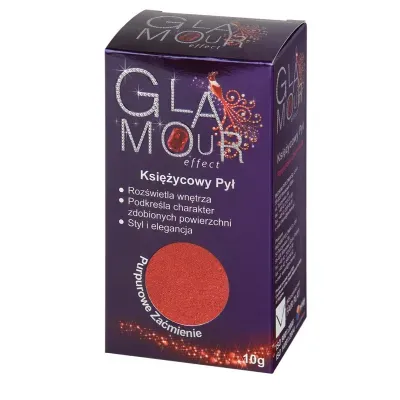 Metaliczne brokaty Glamour Effect Księżycowy Pył po dodaniu do Lazury służą do tworzenia oryginalnych efektów dekoracyjnych wewnątrz pomieszczeń na powierzchniach uprzednio pomalowanych farbami białymi lub kolorowymi. Zastosowanie Glamour Effect Księżycowy Pył daje możliwość uzyskania różnorodnych efektów optycznych, które odmienią charakter każdego wnętrza. Błyszczące drobinki zawarte w Glamour Effect Księżycowy Pył dodane do Lazury Glamour Effect sprawią, że powłoki nabiorą delikatnego blasku.