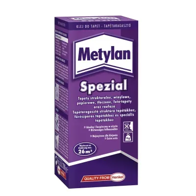 Metylan Spezial służy do klejenia tapet: strukturalnych, winylowych, grubych i ciężkich tapet papierowych, tłoczonych, jedwabnych i tekstylnych, tapet typu "raufaza" i akrylowych. 