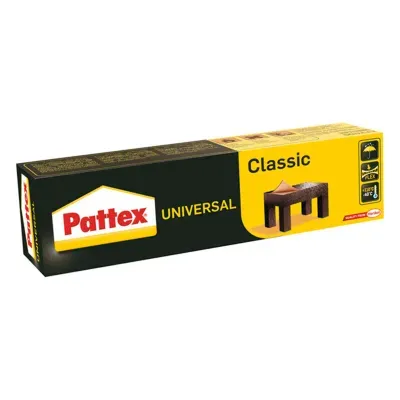 Klej kontaktowy Pattex Universal Classic przeznaczony jest do trwałego klejenia materiałów drewnianych z dekoracyjnymi płytami z tworzyw sztucznych i laminatami. Pattex Universal Classic może także służyć do układania izolacji dźwiękoszczelnej i płyt akustycznych (nie polistyrenowych), odpowiednich płytek z tworzyw sztucznych i okładzin ściennych różnego typu (poza miękkim PCW-U i sztuczną skórą). Służy także do klejenia taśm fornirowych na krawędziach i łukach. Uszczelnianie brzegów litych elementów drewnianych i sklejek przed wilgocią oraz wpływami atmosferycznymi.