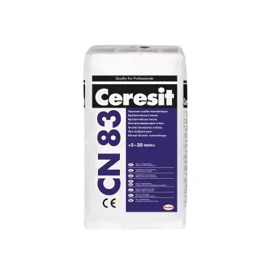 Zaprawa Ceresit CN 83 jest przeznaczona do stosowania bezpośrednio na stropy lub podłoża betonowe. Może być stosowana wewnątrz i na zewnątrz budynków. Zaprawą można dokonywać napraw posadzek i elementów betonowych: schodów, spoczników, ramp, itp. Można ją też stosować do wykonywania silnie obciążonych posadzek użytkowych o grubości od 5 do 30 mm w magazynach, halach produkcyjnych, warsztatach itp.