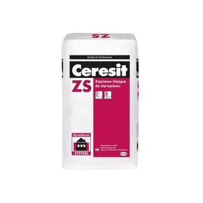 Zaprawa klejąca Ceresit ZS służy do przyklejania płyt styropianowych EPS i XPS w złożonych systemach ocieplania ścian zewnętrznych (ETICS) budynków metodą lekką-mokrą Ceresit Ceretherm. Jest odpowiednia zarówno do obiektów nowo wznoszonych, jak i poddawanych termorenowacji. Przyklejone zaprawą płyty wymagają dodatkowego mocowania łącznikami mechanicznymi tj. odpowiednimi kołkami rozprężnymi z tworzywa sztucznego