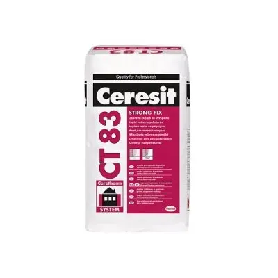 Zaprawa Ceresit CT 83 służy do przyklejania płyt styropianowych w ramach złożonego systemu ocieplania ścian zewnętrznych budynków (ETICS) metodą lekką-mokrą w systemach Ceresit Ceretherm. Jest odpowiednia zarówno do obiektów nowo wznoszonych, jak i poddawanych termorenowacji. Przyklejone zaprawą płyty wymagają dodatkowego mocowania łącznikami mechanicznymi tj. odpowiednimi kołkami rozprężnymi z tworzywa sztucznego. Do wykonywania na płytach styropianowych warstwy zbrojonej siatką z włókna szklanego należy stosować zaprawę Ceresit CT 85 lub CT 87. W przypadku ocieplania ścian fasadowymi płytami z wełny mineralnej należy używać zaprawy Ceresit CT 190, CT 180 lub CT 87.