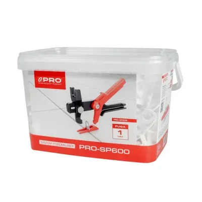 444184 PRO System poziomowania płytek 1,0mm klipsy 800szt. wiadro 10l SP600.jpg
