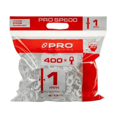 455840 PRO System poziomowania płytek 1mm klipsy 400szt. SP600.jpg