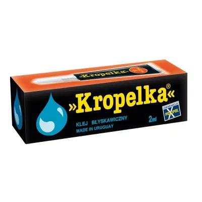 KROPELKA® jest klejem błyskawicznym, łatwym w użyciu, służącym do drobnych napraw w domu. Skleja w kilka sekund praktycznie każdego rodzaju materiały. Używa się go do napraw w domu, podczas wykonywania hobby, przy pracach rękodzielniczych i ogólnie przy różnego rodzaju czynnościach praktycznych. 