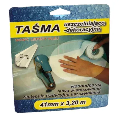 Taśmy uszczelniające zastępujące silikon w jego tradycyjnych zastosowaniach w kuchni, łazience i toalecie. Służą do wykończenia wszelkiego rodzaju styków i połączeń przy wannach, brodzikach umywalkach itp. 