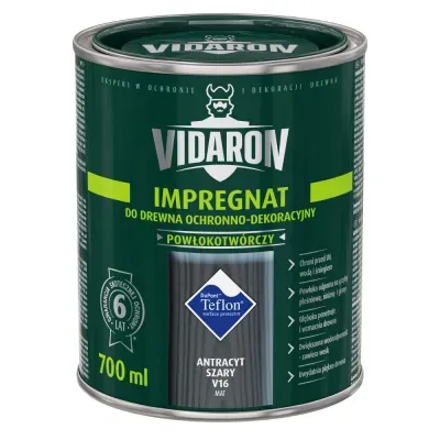 Nowoczesny impregnat do ochronno-dekoracyjnego malowania drewna na zewnątrz i wewnątrz pomieszczeń. Zabezpiecza drewno przed niszczącymi warunkami atmosferycznymi, dodatkowo tworzy na powierzchni drewna ochronną powłokę odporną na biokorozję - sinizna, grzyby pleśniowe. W połączeniu z bezbarwnym Impregnatem Ochronnym VIDARON zapewnia pełną ochronę drewna.