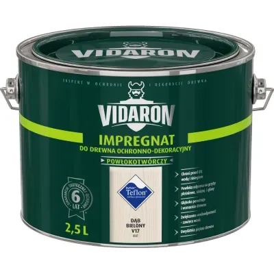 Nowoczesny impregnat do ochronno-dekoracyjnego malowania drewna na zewnątrz i wewnątrz pomieszczeń. Zabezpiecza drewno przed niszczącymi warunkami atmosferycznymi, dodatkowo tworzy na powierzchni drewna ochronną powłokę odporną na biokorozję - sinizna, grzyby pleśniowe. W połączeniu z bezbarwnym Impregnatem Ochronnym VIDARON zapewnia pełną ochronę drewna.