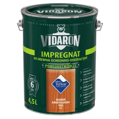 Nowoczesny impregnat do ochronno-dekoracyjnego malowania drewna na zewnątrz i wewnątrz pomieszczeń. Zabezpiecza drewno przed niszczącymi warunkami atmosferycznymi, dodatkowo tworzy na powierzchni drewna ochronną powłokę odporną na biokorozję - sinizna, grzyby pleśniowe. W połączeniu z bezbarwnym Impregnatem Ochronnym VIDARON zapewnia pełną ochronę drewna.