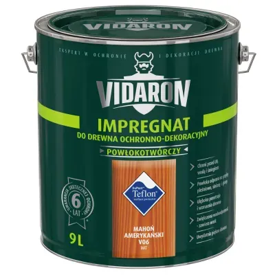 Nowoczesny impregnat do ochronno-dekoracyjnego malowania drewna na zewnątrz i wewnątrz pomieszczeń. Zabezpiecza drewno przed niszczącymi warunkami atmosferycznymi, dodatkowo tworzy na powierzchni drewna ochronną powłokę odporną na biokorozję - sinizna, grzyby pleśniowe. W połączeniu z bezbarwnym Impregnatem Ochronnym VIDARON zapewnia pełną ochronę drewna.