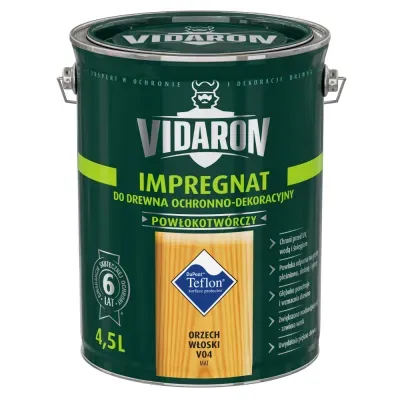 Nowoczesny impregnat do ochronno-dekoracyjnego malowania drewna na zewnątrz i wewnątrz pomieszczeń. Zabezpiecza drewno przed niszczącymi warunkami atmosferycznymi, dodatkowo tworzy na powierzchni drewna ochronną powłokę odporną na biokorozję - sinizna, grzyby pleśniowe. W połączeniu z bezbarwnym Impregnatem Ochronnym VIDARON zapewnia pełną ochronę drewna.