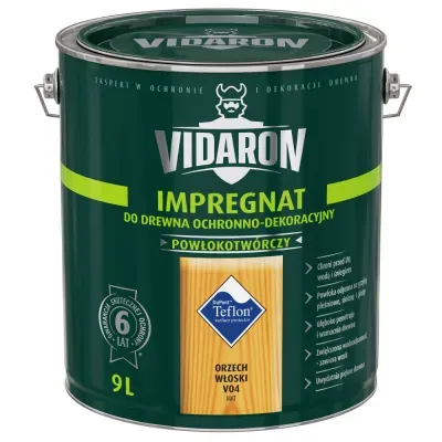 Nowoczesny impregnat do ochronno-dekoracyjnego malowania drewna na zewnątrz i wewnątrz pomieszczeń. Zabezpiecza drewno przed niszczącymi warunkami atmosferycznymi, dodatkowo tworzy na powierzchni drewna ochronną powłokę odporną na biokorozję - sinizna, grzyby pleśniowe. W połączeniu z bezbarwnym Impregnatem Ochronnym VIDARON zapewnia pełną ochronę drewna.