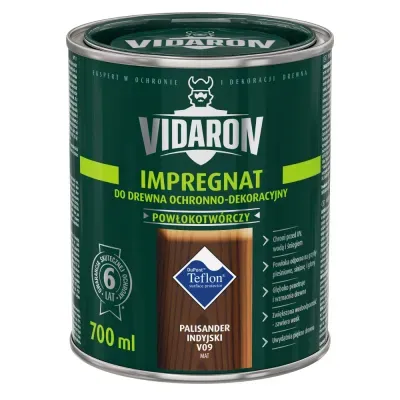 Nowoczesny impregnat do ochronno-dekoracyjnego malowania drewna na zewnątrz i wewnątrz pomieszczeń. Zabezpiecza drewno przed niszczącymi warunkami atmosferycznymi, dodatkowo tworzy na powierzchni drewna ochronną powłokę odporną na biokorozję - sinizna, grzyby pleśniowe. W połączeniu z bezbarwnym Impregnatem Ochronnym VIDARON zapewnia pełną ochronę drewna.