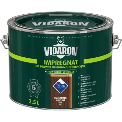 Nowoczesny impregnat do ochronno-dekoracyjnego malowania drewna na zewnątrz i wewnątrz pomieszczeń. Zabezpiecza drewno przed niszczącymi warunkami atmosferycznymi, dodatkowo tworzy na powierzchni drewna ochronną powłokę odporną na biokorozję - sinizna, grzyby pleśniowe. W połączeniu z bezbarwnym Impregnatem Ochronnym VIDARON zapewnia pełną ochronę drewna.
