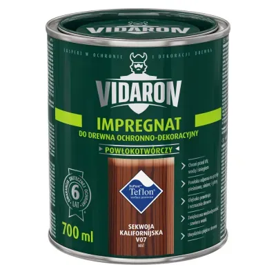 Nowoczesny impregnat do ochronno-dekoracyjnego malowania drewna na zewnątrz i wewnątrz pomieszczeń. Zabezpiecza drewno przed niszczącymi warunkami atmosferycznymi, dodatkowo tworzy na powierzchni drewna ochronną powłokę odporną na biokorozję - sinizna, grzyby pleśniowe. W połączeniu z bezbarwnym Impregnatem Ochronnym VIDARON zapewnia pełną ochronę drewna.