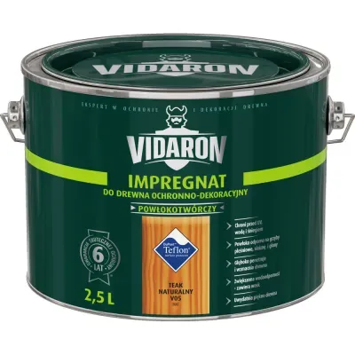 Nowoczesny impregnat do ochronno-dekoracyjnego malowania drewna na zewnątrz i wewnątrz pomieszczeń. Zabezpiecza drewno przed niszczącymi warunkami atmosferycznymi, dodatkowo tworzy na powierzchni drewna ochronną powłokę odporną na biokorozję - sinizna, grzyby pleśniowe. W połączeniu z bezbarwnym Impregnatem Ochronnym VIDARON zapewnia pełną ochronę drewna.
