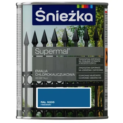 SUPERMAL® Emalia chlorokauczukowa zalecana jest do dekoracyjno-ochronnego malowania elementów stalowych i żeliwnych eksploatowanych na zewnątrz pomieszczeń, szczególnie narażonych na działanie czynników atmosferycznych takich jak: konstrukcje budowlane,  ogrodzenia,  balustrady, urządzenia mechaniczne  itp. Może być stosowana także do dekoracyjnego malowania podłoży betonowych i tynków cementowo-wapiennych nie narażonych na ścieranie.
- Zwiększona odporność na działanie czynników atmosferycznych.
- Zwiększona odporność na uderzenia i zarysowania.
- Doskonałe właściwości ochronne i dekoracyjne.