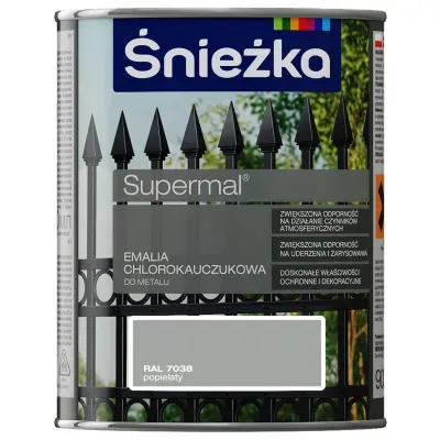 SUPERMAL® Emalia chlorokauczukowa zalecana jest do dekoracyjno-ochronnego malowania elementów stalowych i żeliwnych eksploatowanych na zewnątrz pomieszczeń, szczególnie narażonych na działanie czynników atmosferycznych takich jak: konstrukcje budowlane,  ogrodzenia,  balustrady, urządzenia mechaniczne  itp. Może być stosowana także do dekoracyjnego malowania podłoży betonowych i tynków cementowo-wapiennych nie narażonych na ścieranie.
- Zwiększona odporność na działanie czynników atmosferycznych.
- Zwiększona odporność na uderzenia i zarysowania.
- Doskonałe właściwości ochronne i dekoracyjne.