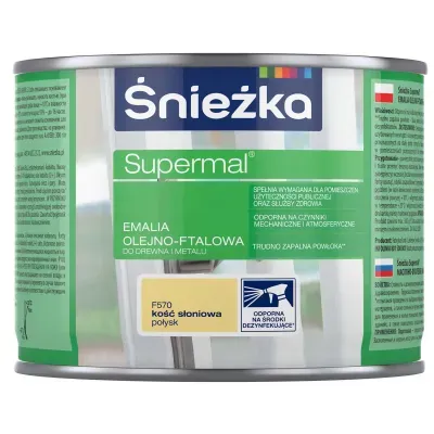 SUPERMAL® Emalia olejno-ftalowa stosowana jest do dekoracyjno-ochronnego malowania drewna, materiałów drewnopochodnych, tynków oraz elementów stalowych i żeliwnych użytkowanych wewnątrz i na zewnątrz pomieszczeń, takich jak: okna, drzwi, meble, ogrodzenia, lamperie itp. Polecana do stosowania w pomieszczeniach mieszkalnych, przeznaczonych na stały pobyt chorych w budynkach służby zdrowia oraz przeznaczonych na stały pobyt dzieci i młodzieży w budynkach oświaty, a także w pomieszczeniach przeznaczonych do przechowywania produktów żywnościowych (bez bezpośredniego kontaktu z żywnością).
- Emalia odporna na środki dezynfekujące*.
- Spełnia wymagania pomieszczeń użyteczności publicznej i służby zdrowia.
- Odporna na czynniki mechaniczne i atmosferyczne.
- Trwałe i żywe kolory.
- Doskonała wydajność i krycie.
- Trudno zapalna powłoka - klasa palności D-s1, d0.

*badania przeprowadzono na wybranych próbkach dezynfektantów