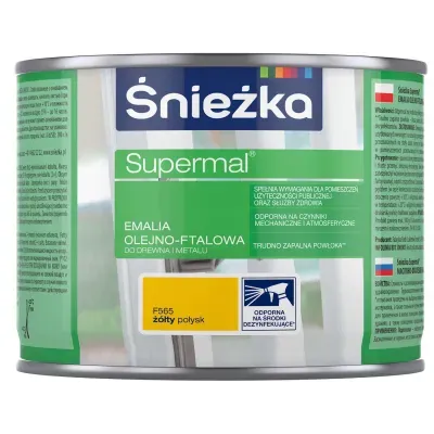 SUPERMAL® Emalia olejno-ftalowa stosowana jest do dekoracyjno-ochronnego malowania drewna, materiałów drewnopochodnych, tynków oraz elementów stalowych i żeliwnych użytkowanych wewnątrz i na zewnątrz pomieszczeń, takich jak: okna, drzwi, meble, ogrodzenia, lamperie itp. Polecana do stosowania w pomieszczeniach mieszkalnych, przeznaczonych na stały pobyt chorych w budynkach służby zdrowia oraz przeznaczonych na stały pobyt dzieci i młodzieży w budynkach oświaty, a także w pomieszczeniach przeznaczonych do przechowywania produktów żywnościowych (bez bezpośredniego kontaktu z żywnością).
- Emalia odporna na środki dezynfekujące*.
- Spełnia wymagania pomieszczeń użyteczności publicznej i służby zdrowia.
- Odporna na czynniki mechaniczne i atmosferyczne.
- Trwałe i żywe kolory.
- Doskonała wydajność i krycie.
- Trudno zapalna powłoka - klasa palności D-s1, d0.

*badania przeprowadzono na wybranych próbkach dezynfektantów