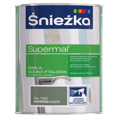 SUPERMAL® Emalia olejno-ftalowa stosowana jest do dekoracyjno-ochronnego malowania drewna, materiałów drewnopochodnych, tynków oraz elementów stalowych i żeliwnych użytkowanych wewnątrz i na zewnątrz pomieszczeń, takich jak: okna, drzwi, meble, ogrodzenia, lamperie itp. Polecana do stosowania w pomieszczeniach mieszkalnych, przeznaczonych na stały pobyt chorych w budynkach służby zdrowia oraz przeznaczonych na stały pobyt dzieci i młodzieży w budynkach oświaty, a także w pomieszczeniach przeznaczonych do przechowywania produktów żywnościowych (bez bezpośredniego kontaktu z żywnością).
- Emalia odporna na środki dezynfekujące*.
- Spełnia wymagania pomieszczeń użyteczności publicznej i służby zdrowia.
- Odporna na czynniki mechaniczne i atmosferyczne.
- Trwałe i żywe kolory.
- Doskonała wydajność i krycie.
- Trudno zapalna powłoka - klasa palności D-s1, d0.

*badania przeprowadzono na wybranych próbkach dezynfektantów