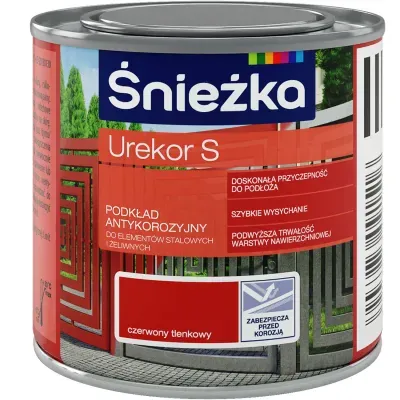 - zabezpiecza przez korozją
- szybko wysycha
- doskonale przyczepna do podłoży

Podkładowa farba antykorozyjna Urekor S jest zawiesiną pigmentów i wypełniaczy w roztworze żywicy ftalowej w mieszaninie rozpuszczalników organicznych z dodatkiem środków uszlachetniających i pomocniczych. Daje szybkoschnące, matowe, elastyczne powłoki doskonale przyczepne do podłoża, o stosownej do przeznaczenia twardości. Stosuje go się do gruntowania elementów konstrukcji stalowych i żeliwnych użytkowanych wewnątrz i na zewnątrz pomieszczeń, celem zabezpieczenia ich przed korozją. Zaleca się stosować go jako podkład pod następujące farby i emalie nawierzchniowe: ftalowe, ftalowe modyfikowane i  nitrocelulozowe.