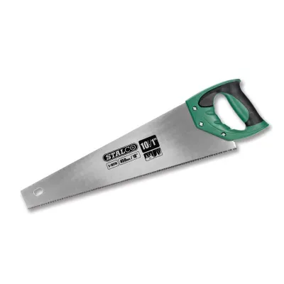 Piła płatnica:
- 10 zębów na 1"
- hartowane zęby
- w rękojeści wbudowane kątowniki 45°, 90°
- do szybkiego cięcia - 3 płaszczyzny tnące na każdym zębie