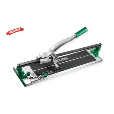 Przyrząd do cięcia i łamania glazury:
- maksymalna grubość cięcia: 16 mm
- kąt cięcia: 0° - 60°
- łożyskowany suwak ostrza
- utwardzona stalowa prowadnica
- sztywny aluminiowy blat
- stalowy kątownik nastawny