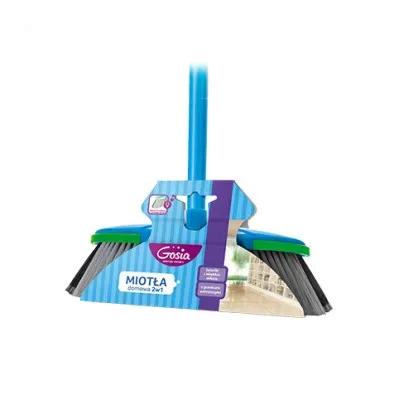 - Twarde i miękkie włosie
- Z gumkami ochronnymi
- Komplet z kijem
-1 szt.

Miotła ma 2 rodzaje włosia: miękkie i twarde, dzięki czemu służy do zamiatania drobnego i większego brudu. Może służyć do zamiatania powierzchni ceramicznych, takich jak hol, balkon czy taras. Dzięki gumkom ochronnym miotła nie obija ścian i mebli podczas sprzątania.