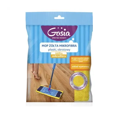 Materiał 100% mikrofibry – dzięki temu mop jest chłonny, nie zostawia smug oraz nie wymaga użycia detergentów.