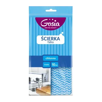 - Chłonna
- Trwała
- na sucho i na mokro
- 10 szt.; 5 szt.
- 37cm X 50 cm

Ściereczka nadaje się do wykorzystania w kuchni, łazience i innych pomieszczeniach. Idealnie sprzwdzi się do polerowania naczyń, czyszczenia mebli, mycia kafelków, czy okien. Dzięki perforowanej włókninie lepiej absorbuje wodę. Nadaje się do wycierania na sucho i na mokro.