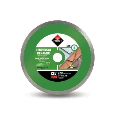 Tarcze diamentowe CEV z obrzeżem ciągłym to najlepszy wybór przy cięciu płytek ściennych.

Tarcze CEV dzięki swojej uniwersalności świetnie odnajdują się w sytuacjach, w których glazurnik musi pracować z różnymi typami płytek.

Używanie uniwersalnych tarcz diamentowych, takich jak CEV, skraca czas pracy, gdyż nie trzeba wymieniać tarczy przy każdej zmianie materiału. W ten sposób możemy uzyskać optymalne wyniki i jakość cięcia dla szerokiej gamy płytek ściennych i podłogowych.