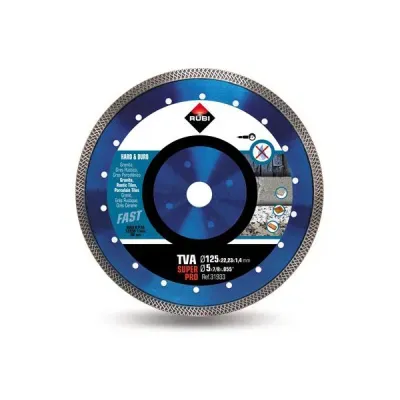 Znajomość rynku oraz ciężka praca doprowadziły w RUBI do zaoferowania wykonawcom tarczy TURBO VIPER – TVA. Tarcza ta jest zalecana do cięcia na sucho twardych materiałów takich jak granit, płytki rustykalne, klinkier, materiały ogniotrwałe, łupki oraz oczywiście płytki gresowe.

Specjalny kształt obrzeża tarczy diamentowej TVA gwarantuje większą szybkość cięcia w najtwardszych materiałach bez utraty jakości wykończenia.