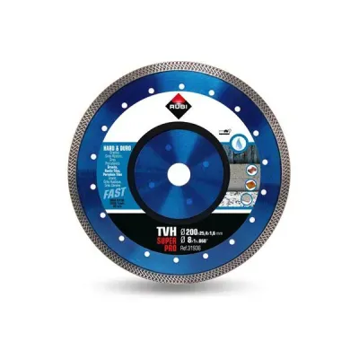 Dzięki ciężkiej pracy oraz szerokiej wiedzy o rynku, RUBI stworzyło tarczę diamentową TVH z obrzeżem TURBO VIPER.

Tarcza TVH przeznaczona jest do cięcia twardych materiałów: granitu, gresu rustykalnego, klinkieru, łupków i gresu porcelanowego.

Specyficzny profil obrzeża diamentowego pozwala na cięcie z dużą prędkością najtwardszych materiałów bez uszczerbku dla jakości wykończenia.