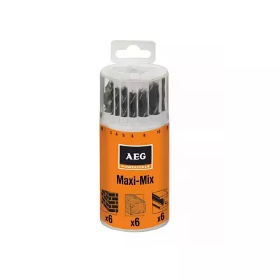 AEG Zestaw wierteł Maxi-mix 3-10mm 18szt. metal, drewno, beton.jpg