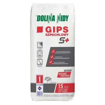 Oryginalne opakowanie: Gips szpachlowy S+ 15kg Dolina Nidy