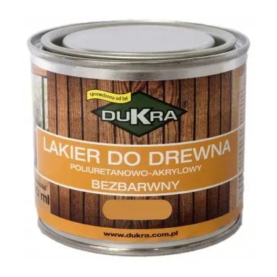 Lakier do drewna akrylowy wewnętrzny bezbarwny 250ml mat Dukra