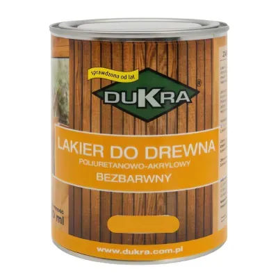 Lakier do drewna akrylowy wewnętrzny bezbarwny 750ml półmat Dukra