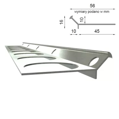 Profil schodowy prosty V 2mb aluminium niemalowane Renoplast