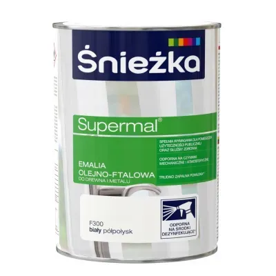 Supermal Emalia olejno ftalowa białapółpołysk f300 0,8 l Śnieżka