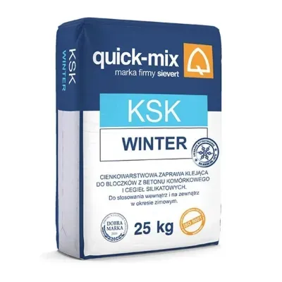 Zaprawa murarska do betonu komórkowego i silikatów KSK M15 zimowa biała 25kg Quick-Mix