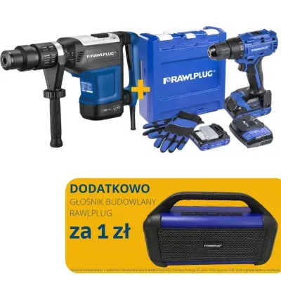 Zestaw elektronarzędzi młot wyburzeniowy SDS MAX + wiertarko-wkrętarka 55Nm Rawlplug