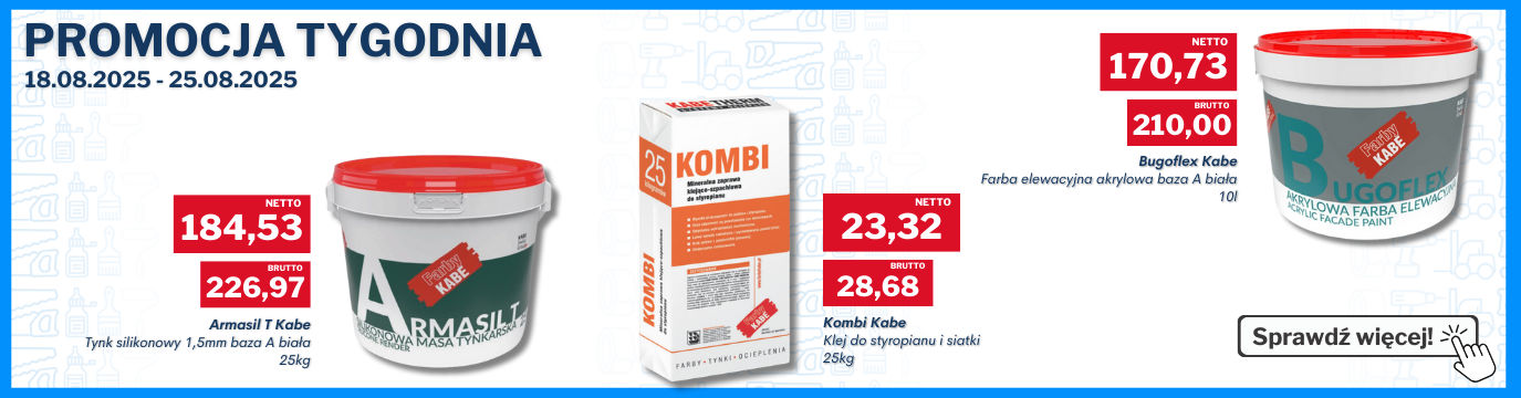 Produkty do elewacji marki Kabe - tynki, grunty i farby oraz kleje