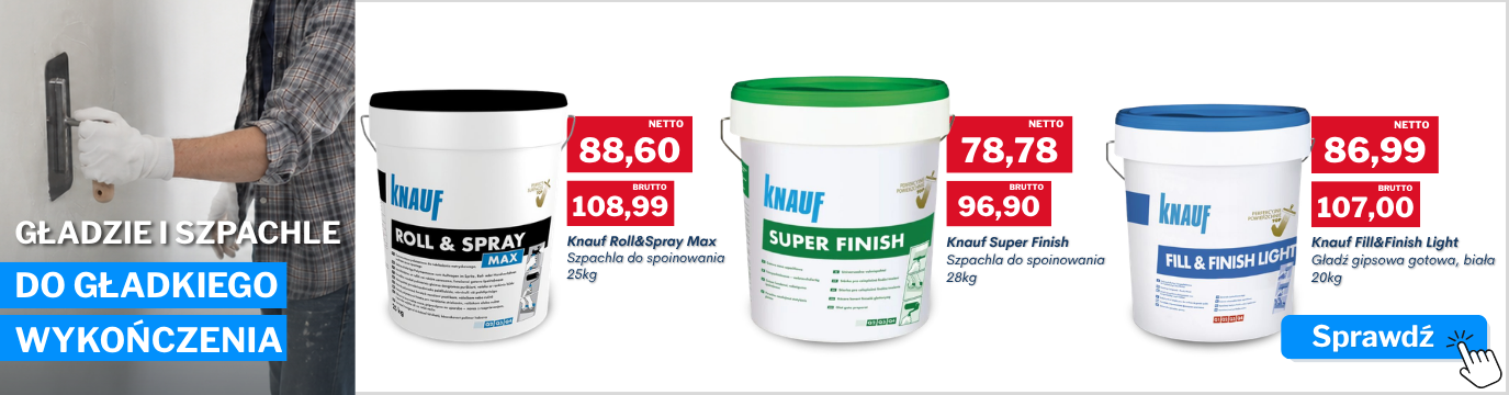 Super okazja na produkty marki Knauf - szpachle i gładź